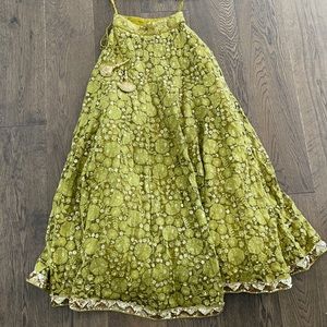 Indian lengha bottom  Forrest green gold details